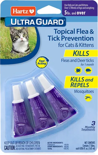 Hartz UltraGuard, prevención tópica contra pulgas y garrapatas para gatos y gatitos - 3 tratamientos mensuales