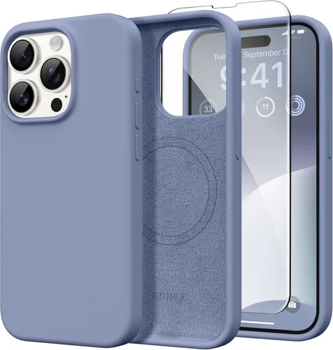 Vista 240 de GONEZ Funda magnética para iPhone 14, compatible con Magsafe, con protector de pantalla + protector de cámara, forro de microfibra antiarañazos