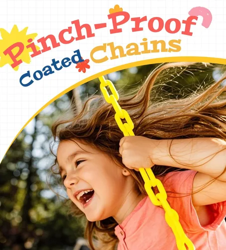 Vista 6 de Asiento de columpio resistente, cadenas de 66" resistentes a la oxidación con sección recubierta de PPC de 30", accesorio de repuesto