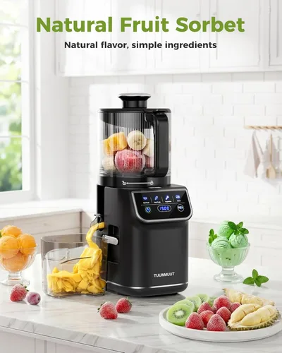 Vista 8 de TUUMIIST Exprimidor de prensa en frío 3 en 1, exprimidores de masticación Smart Touch para frutas y verduras enteras, exprimidor lento de 6.5