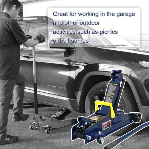 Vista 6 de Gato hidráulico azul de piso de servicio hidráulico de bajo perfil de 2,5 toneladas (5,000 lb) con bomba de elevación rápida de un solo pistón