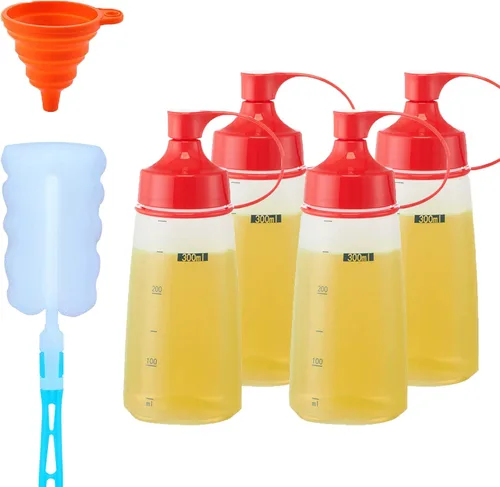 Vista 14 de Botellas exprimibles de condimentos para salsas, panqueques de plástico – boca ancha para cocina, ketchup mostaza, botella vacía para glaseado