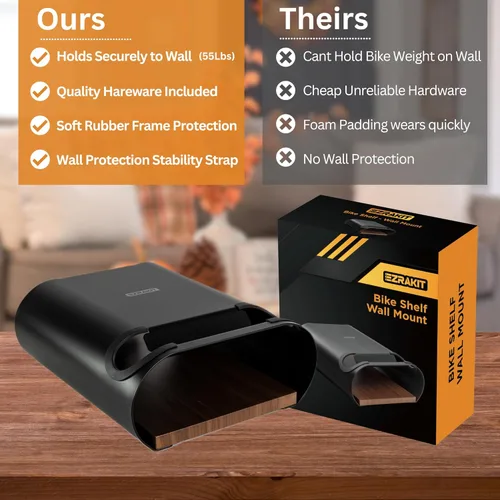 Vista 5 de Soporte de pared para bicicleta - Soporte de bicicleta para interiores - Soporte de pared para bicicleta para el hogar o apartamento - Estante