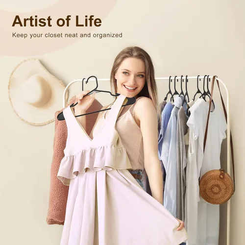Vista 2 de HOUSE DAY Perchas de Plástico Premium Paquete de 10, Perchas para Ropa que Ahorran Espacio, Colgador Resistente para Abrigos - Organizadores