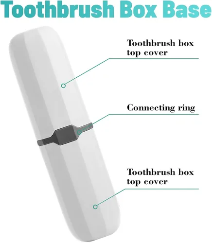 Vista 3 de Juego de 2 cepillos de limpieza de dentaduras postizas con 1 estuche de transporte blanco, cerdas suaves de viaje, limpiador de dentaduras postizas