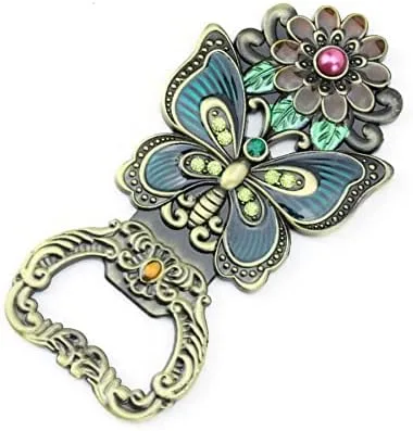 Vista 6 de ARFUKA Abridor magnético de botellas de cerveza, abrebotellas de cerveza, retro, con forma de mariposa, refresco, bebida, cerveza, abrebotellas