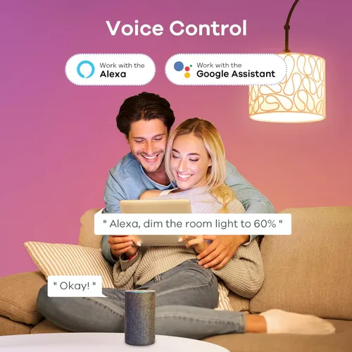 Vista 3 de Linkind Bombillas inteligentes, bombillas WiFi que funcionan con Alexa y Google Home, bombilla RGBTW que cambia de color con control por APP