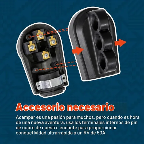 Vista 2 de True Mods NEMA 14-50R 125/250V 50A Cable de alimentación RV hembra de reemplazo con conector de toma para cable de 6/3 + 8/1 AWG de 4 hilos