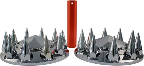 MRJLK - Juego completo de tapa cubo con cubretuercas puntiagudas y atornillables de 1.29 pulgadas, hecho de plástico ABS cromado para semirremolques