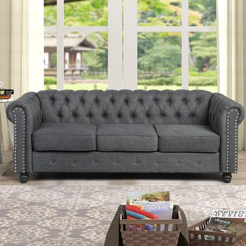 Vista 7 de Morden Fort - Sofás para sala de estar, juegos de muebles para sala de estar, silla, sofá y sillón, 3 piezas, tela de lino