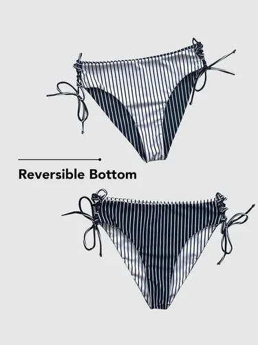 Vista 4 de CUPSHE - Conjunto de bikini de 2 piezas para mujer, con tirantes trenzados en la espalda y parte inferior reversible