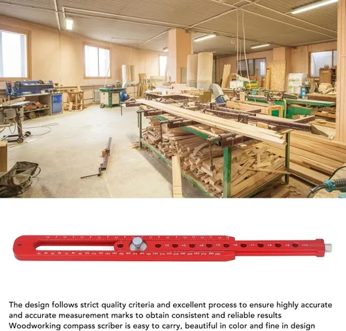 Vista 7 de Hilitand Herramienta de dibujo circular para carpintería, brújula portátil para carpintería, escrito de acero inoxidable, regla de círculo