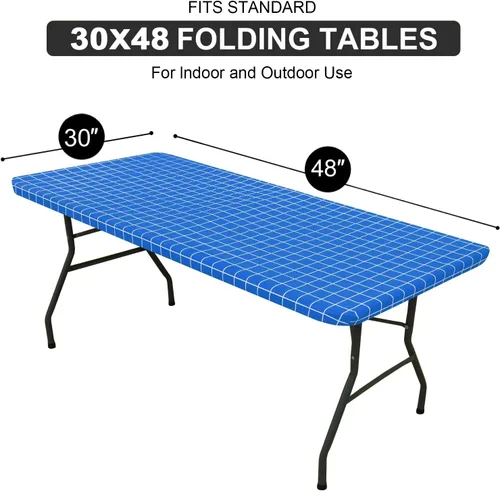 Vista 223 de Mantel rectangular, manteles de plástico elásticos ajustables con parte trasera de franela para mesas de 4 pies, manteles de vinilo impermeables