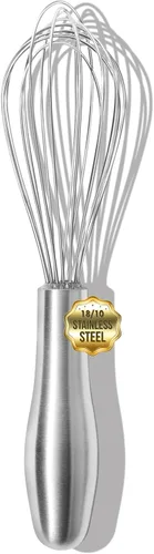 OYV Batidor de 8 pulgadas, mango ergonómico, batidor de acero inoxidable 18/10 apto para lavavajillas, batidor de metal de cocina profesional,