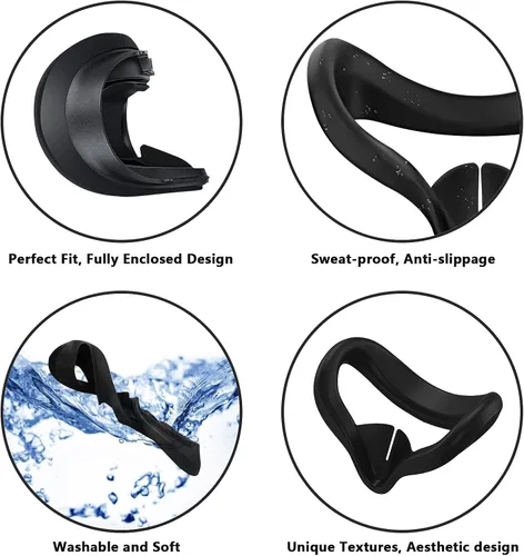 Vista 2 de TOMSIN Touch Controller Grip Cover for Oculus Quest 2 with Silicone Face Cover, Protective Lens Cover, Silicone Handle Strap Disposable Eye Cover