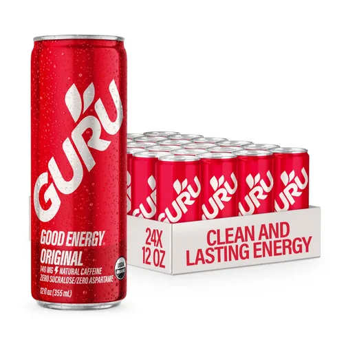 Vista 21 de GURU Fruit Punch - Bebidas energéticas orgánicas, bebida energética limpia con cafeína natural a base de plantas de té verde + enfoque con L