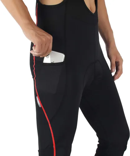 Vista 2 de Santic Mallas con pechera de ciclismo para hombre, pantalones largos acolchados con bolsillo