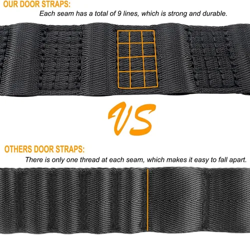 Vista 5 de Correa de puerta para Jeep Wrangler, correas de control de puerta para Jeep TJ JK JKU JL JLU, correa de límite de puerta ajustable resistente