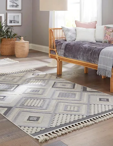 Vista 4 de Unique Loom Colección Arlo Alfombra de área - Hannah (rectangular 2' 0" x 3' 0", beige arenoso/gris)