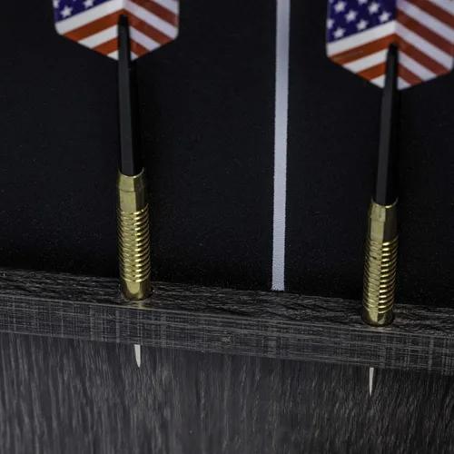 Vista 13 de DMI Sports Paris Bristle Dartboard Cabinet Sets - Includes LED Lighting or Electronic Scoring Option, Rustic Grey (D4400W)