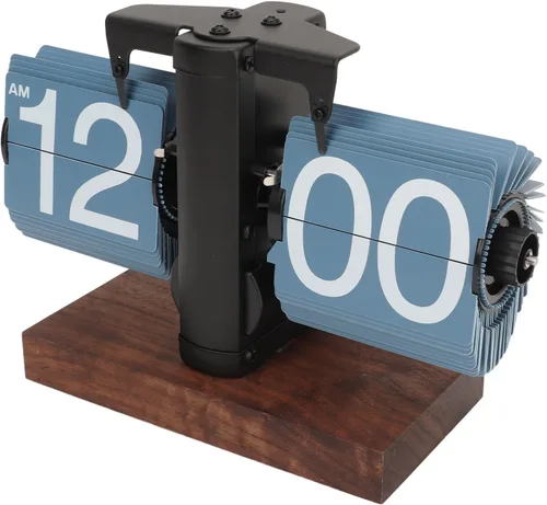 Vista 9 de Digital Flip Down Clock, Retro Mechanical Battery Operated Clock, Blue, 12-Hour Display - Vintage Style, Easy Time Adjustment, for Home and Office