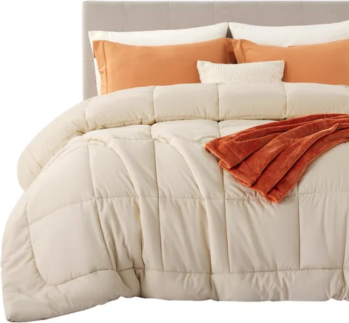 Vista 76 de Bedsure - Relleno de edredón acolchado tamaño Queen Plus, para todas las estaciones, ropa de cama alternativa de plumón GentleSoft, con 8 pestañas