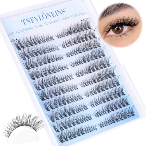 Vista 8 de Racimos de pestañas naturales, racimos de pestañas Wispy, 154 piezas, extensiones de pestañas en racimo, pestañas individuales, aspecto natural