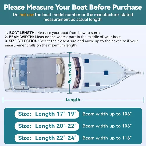 Vista 7 de Cubierta para Barco Resistente True 1200D T-Top de 17ft - 19ft con Cubierta para Motor, Solución 100% Impermeable Teñido en Solución Consola Central
