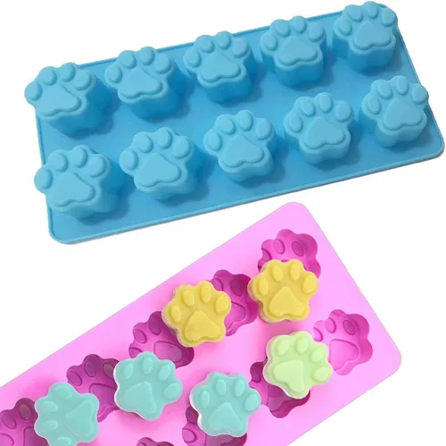 Vista 4 de 4 moldes de silicona para huellas de patas, molde reutilizable de 10 cavidades para perros, gatos, animales, patas, dulces, chocolate, galletas
