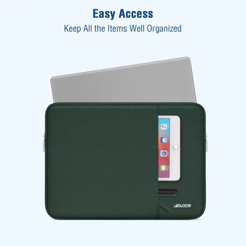 Vista 162 de MOSISO Funda vertical de poliéster con bolsillo para laptop de 13 pulgadas, para computadora MacBook Air M4, M3, M2 y M1 de 2025 a 2018 y Pro M2