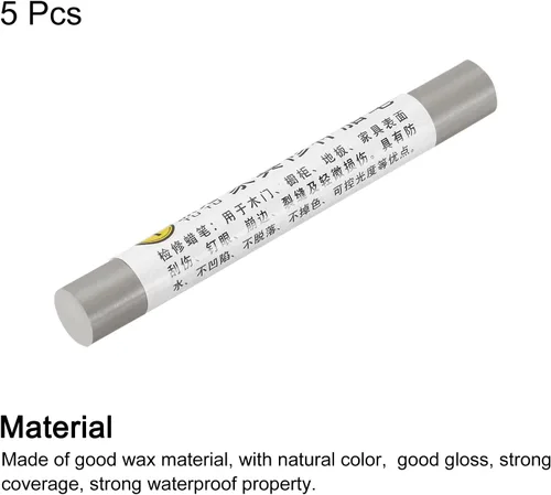 Vista 3 de uxcell Lápices de reparación de muebles, 5 unidades, barra de relleno de cera de madera, marcadores de muebles para retoques - para agujeros