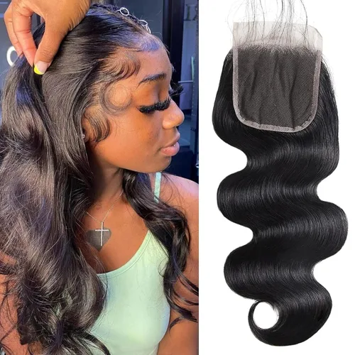 Vista 18 de DMKEEP Cierre de encaje transparente HD 4x4 de 12 pulgadas, cierre de cabello humano ondulado invisible ultrafino, 100% cabello humano virgen