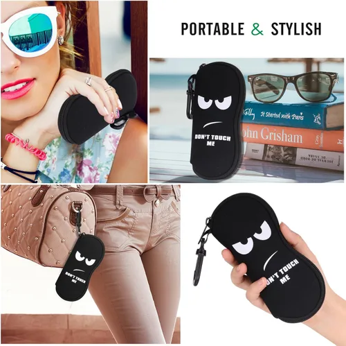 Vista 6 de MoKo - Estuche suave, ultra ligero, de neopreno, para lentes de sol, con cremallera y clip para cinturón