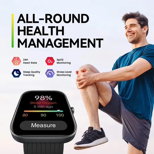 Vista 5 de Amazfit Reloj inteligente Bip 3 Pro para iPhone Android, 4 sistemas de posicionamiento satelital, pantalla a color de 1.69 pulgadas, duración