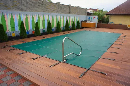 Vista 8 de Cubierta de red para hojas de piscina para inviernoresortes de seguridad para piscinas anchas de 1 3 5 7 9 11 M, cubierta para piscina verde Piscina