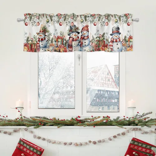 Vista 19 de Cortinas Swag con Cenefas de Hojas Botánicas de Eucalipto, Cortinas de Ventana de Cocina, Acuarela de Hojas de Plantas, Tratamiento para Ventanas