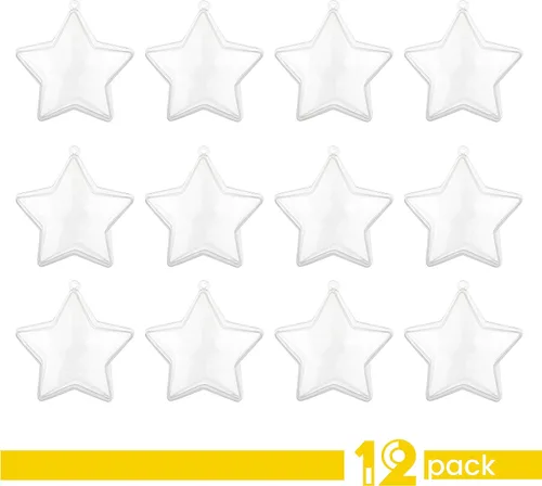 Vista 5 de Hammont Adornos de Navidad transparentes rellenables, caja de regalo reutilizable en forma de estrella para decoración de árboles, dulces