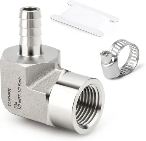 Vista 21 de TAISHER 2 piezas de forja de acero inoxidable 304 de accesorios de manguera de aire, accesorios de púas de manguera de 1/4 pulgadas x 1/2 pulgadas