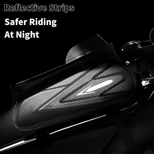 Vista 3 de OOKUU Bolsa de bicicleta para bicicleta, bolsa impermeable para bicicletas con marco frontal, bolsa de montaje para teléfono de bicicleta de tubo