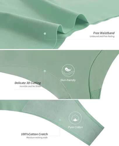 Vista 4 de DEANGELMON - Tangas cómodas sin costuras, para mujer, ropa interior invisible, paquete surtido