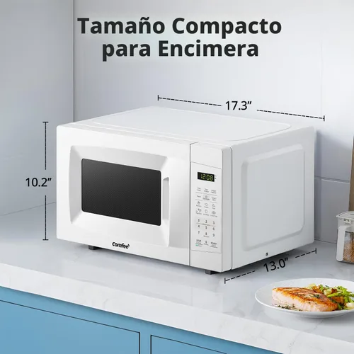 Vista 5 de COMFEE' EM720CPL-PM - Horno microondas para encimera, con encendido/apagado de sonido, modo ECO y botones sencillos de un solo toque, 0.7 pies