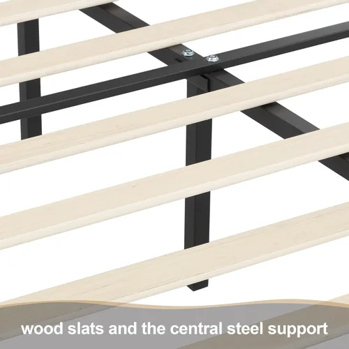 Vista 7 de VECELO Base de cama tapizada con cabecera ajustable, soporte de listones de madera, no necesita somier, estilo moderno, tamaño individual