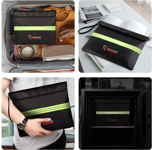 Vista 6 de ROLOWAY Bolsa de documentos ignífuga (14 x 11 pulgadas) con capa de papel de aluminio mejorada de 5200 ℉, bolsa ignífuga para documentos con tira