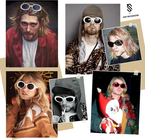 Vista 3 de SojoS Clout SJ2039, lentes de sol modelo ovalado de estilo clásico, inspirados en Kurt Cobain.