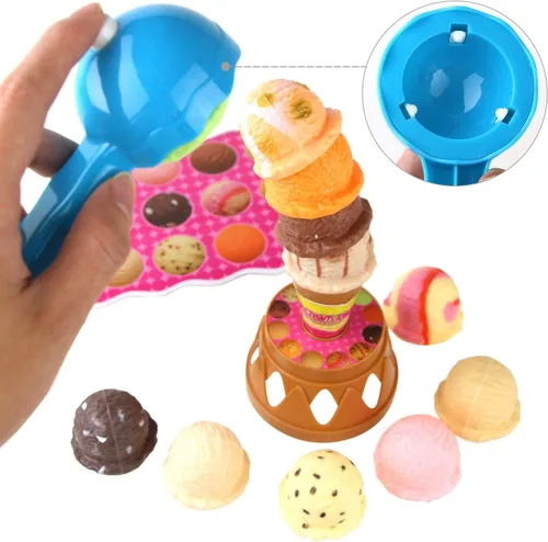 Vista 2 de Juego de equilibro con torre de helados con cucharón para niños