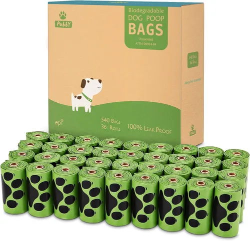 Rollos de bolsas para excrementos de perro, 540 unidades, rollos de repuesto sin perfume, bolsas de excremento de perro de 9 x 13 pulgadas, bolsas