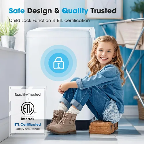 Vista 6 de Lavadora portátil de 15.7 libras, lavadora portátil completamente automática con 10 ciclos de lavado, lavadora de ropa de carga superior con bomba