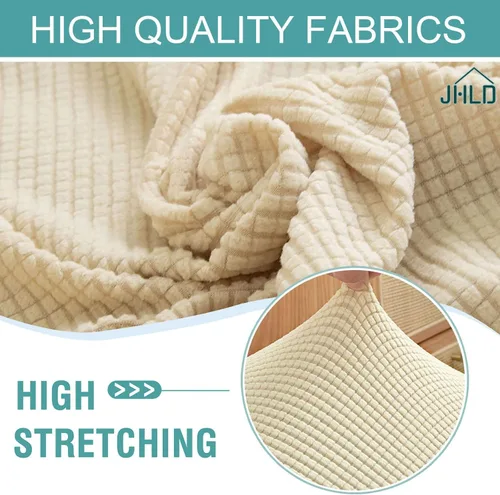 Vista 3 de Funda otomana redonda, fundas elásticas para otomanas, 2 piezas, fundas protectoras para reposapiés a cuadros suaves con parte inferior elástica