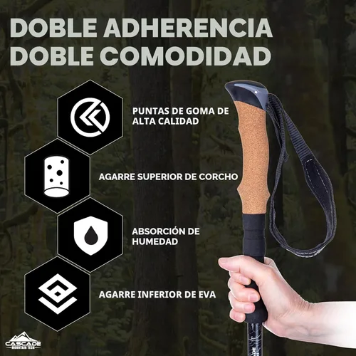 Vista 5 de Cascade Mountain Tech Bastones de senderismo de aluminio ligeros de grado aeronáutico con agarre extendido y kit de punta