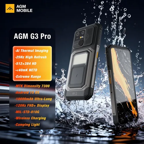 Vista 2 de AGM G3 Pro Flagship Ultra Rugged Smartphone Android 15, cámara térmica de 25 fps, pantalla FHD de 6.72 pulgadas + 120 Hz, MTK 7300, carga rápida e